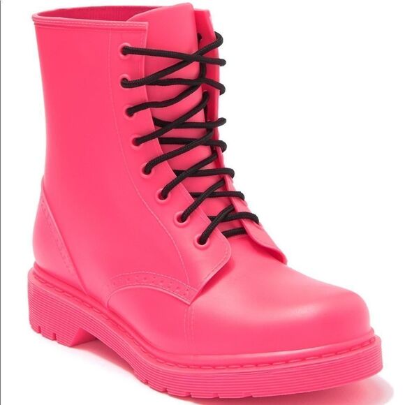 Madden Girl Portland Rain Boot Neon Pink - Size 9 - Picture 1 of 12